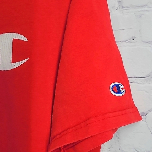 Vintage Y2K Champion Front & Back Logo Spellout Red Tee Tshirt Mens Size Medium - Picture 9 of 15